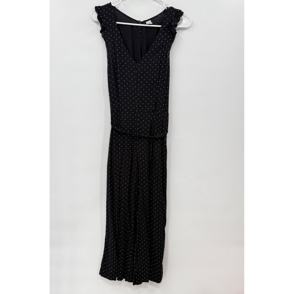 Old Navy Petite Jumpsuit XS Black White Polka Dot Sleeveless Ruffle